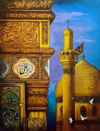 S. A. Noory, Roza Imam Hussain, 18 x 24 Inch, Acrylic on Canvas, Cityscape Painting, AC-SAN-217